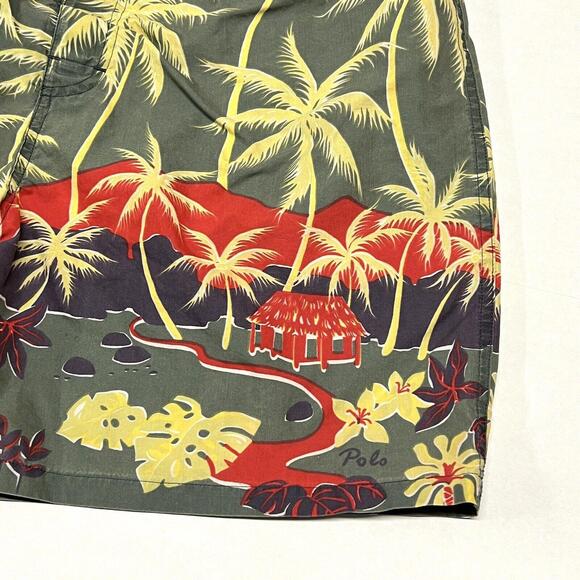 VTG Polo Sport Ralph Lauren Hawaiian Tropical Palm Trees Swim Trunks AOP Size 38 - Picture 2 of 11